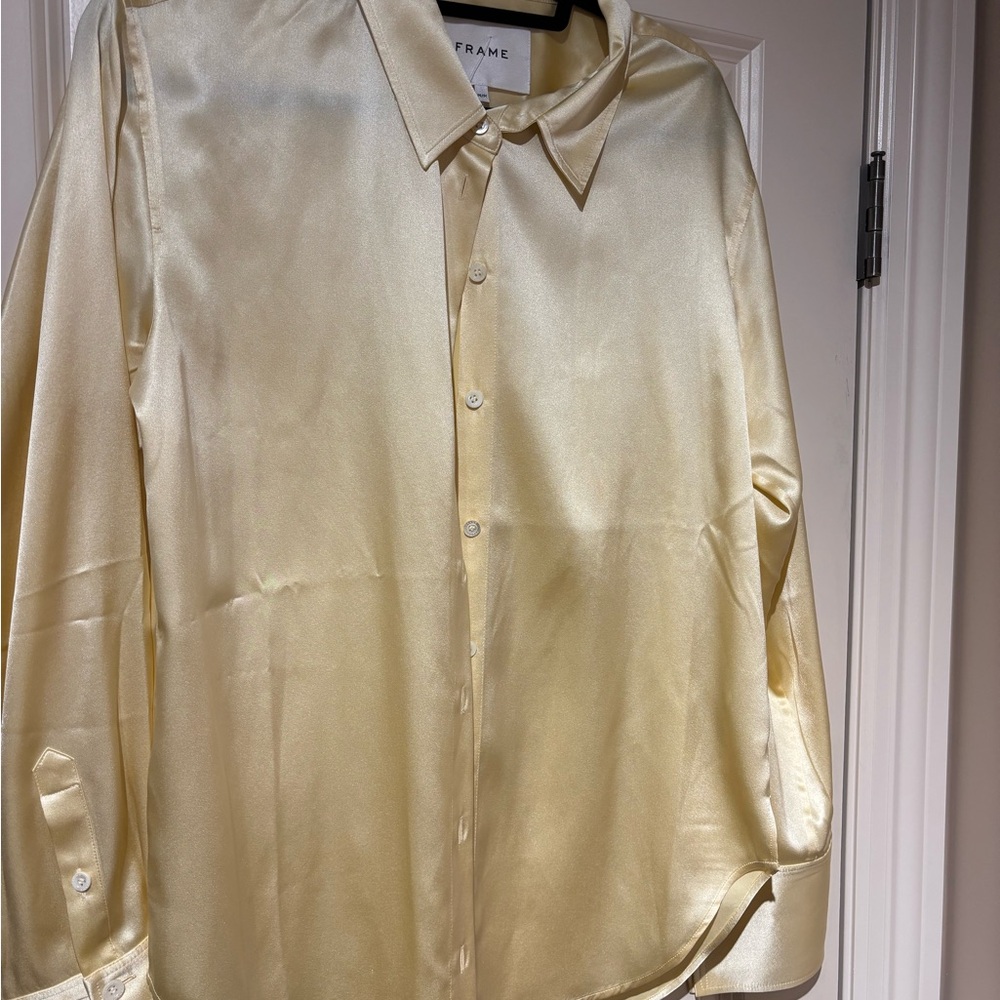 Frame Standard Stretch-Silk Shirt - Light Yellow